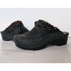 Dansko Clogs Womens 37 US 7 Slip On Mules Suede Sweater Knit Cuff Slip On